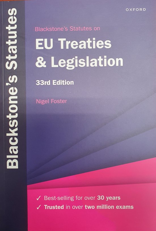 9780192858641 Blackstones EU Treaties  Legislation