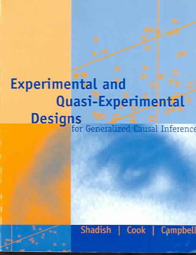 9780395615560 Experimental and QuasiExperimental Designs for Generalized Causal Inference