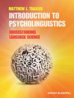 9781405198622 Introduction To Psycholinguistics