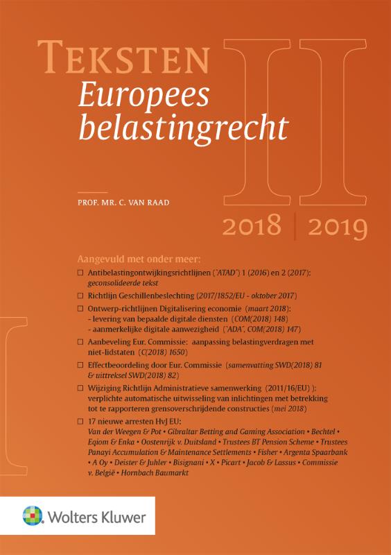 9789013149272 Teksten Europees belastingrecht 20182019