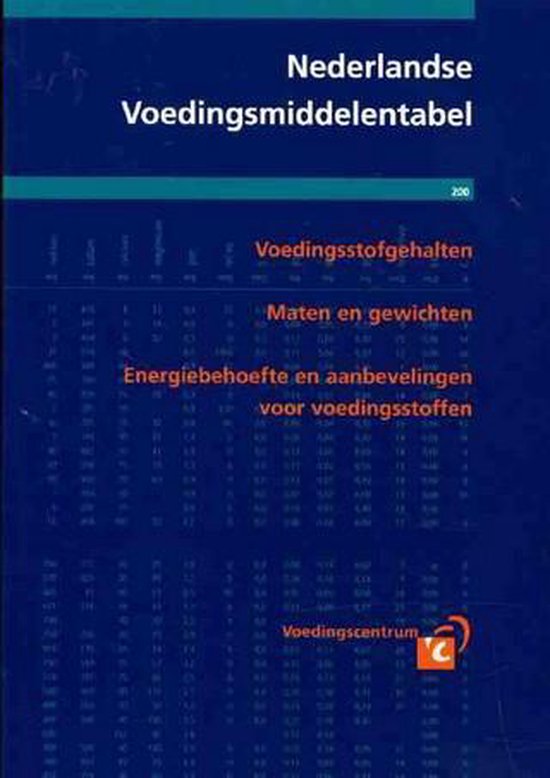 9789051770391 Nederlandse voedingsmiddelentabel  voedingsstofgehalten maten en gewichten energiebehoefte en aanbevelingen voor voedingsstoffen