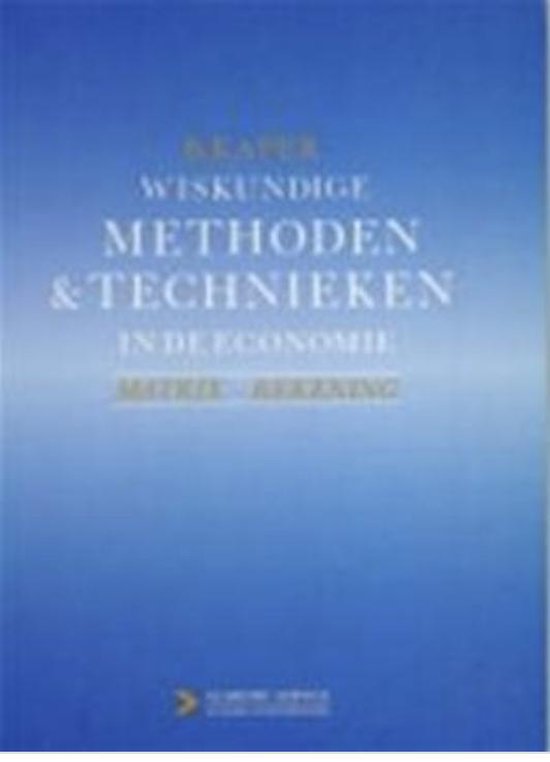 9789052610054 Wiskundige methoden  technieken in de economie  MatrixRekening