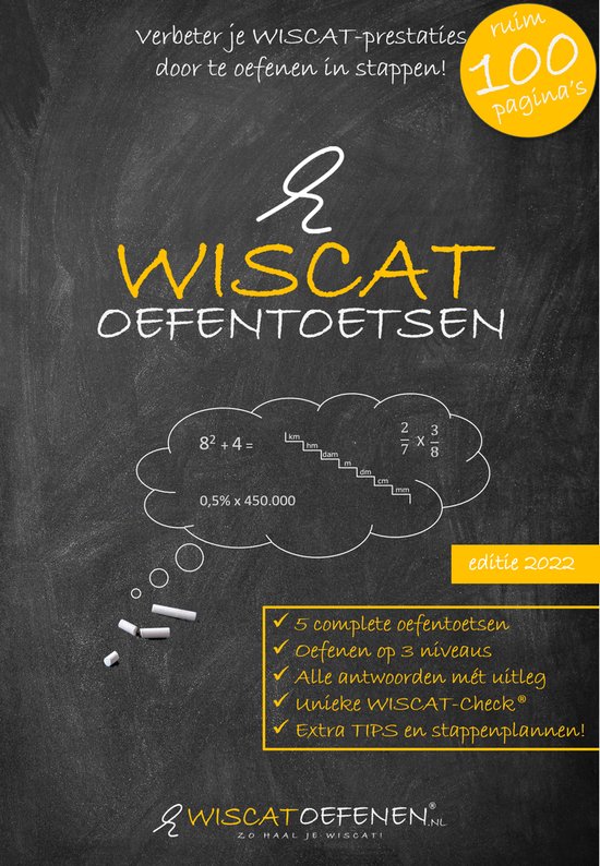 9789464372038 WISCAT Oefentoetsen boek  voor PABO rekenen  5 complete oefent
